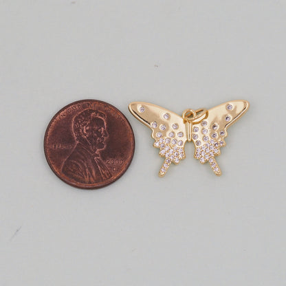18K Gold Filled Butterfly CZ Charm Pendant for Jewelry Making