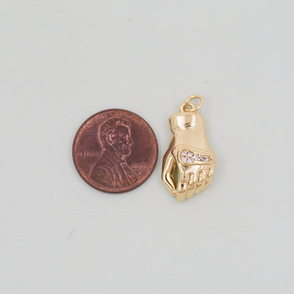 18K Gold Filled Hand Pendant,CZ Hand Hamsa Charm Necklace for DIY Jewelry Making Supply