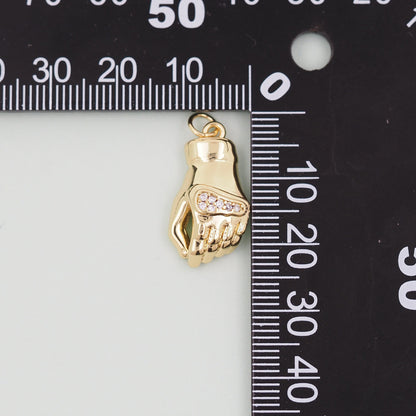 18K Gold Filled Hand Pendant,CZ Hand Hamsa Charm Necklace for DIY Jewelry Making Supply