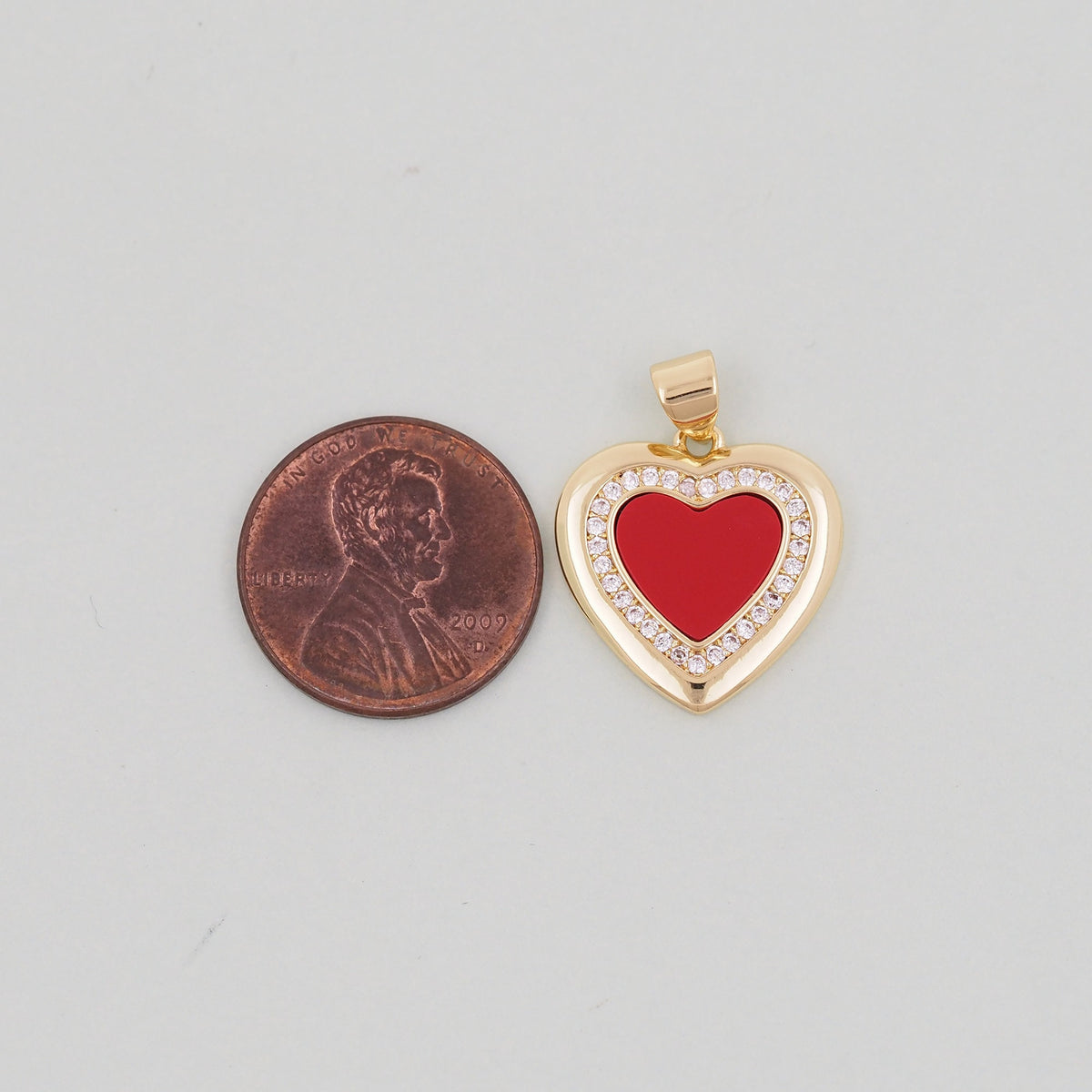 Gold Red Heart Charms,18K Gold Filled Heart Pendant,Heart Charm Bracelet Necklace for DIY Jewelry Making Supply