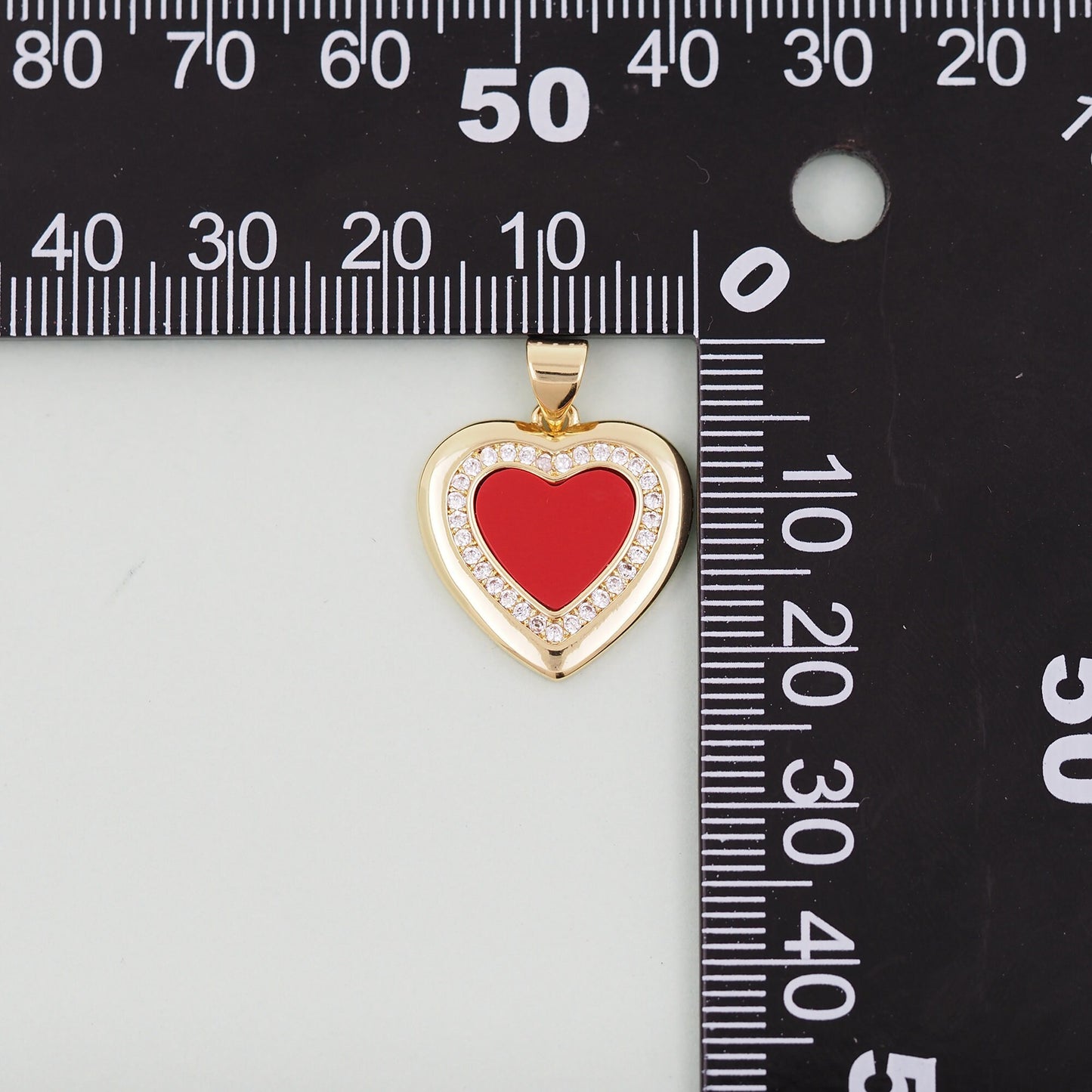 Gold Red Heart Charms,18K Gold Filled Heart Pendant,Heart Charm Bracelet Necklace for DIY Jewelry Making Supply