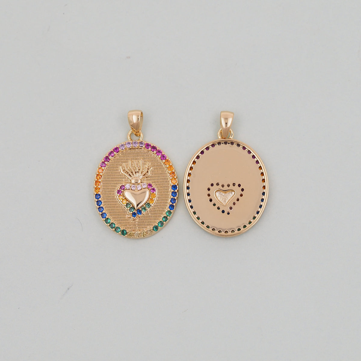 18K Gold Filled Sacred Heart Pendant,Sacred Heart Charm Bracelet Necklace for DIY Jewelry Making Supply