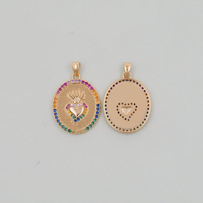18K Gold Filled Sacred Heart Pendant,Sacred Heart Charm Bracelet Necklace for DIY Jewelry Making Supply