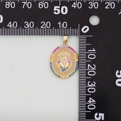 18K Gold Filled Sacred Heart Pendant,Sacred Heart Charm Bracelet Necklace for DIY Jewelry Making Supply