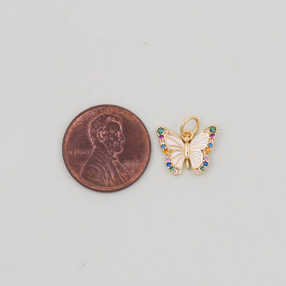 Gold Butterfly Charms,18K Gold Filled Butterfly Pendant,Enamel Butterfly Charm Bracelet Necklace for DIY Jewelry Making Supply