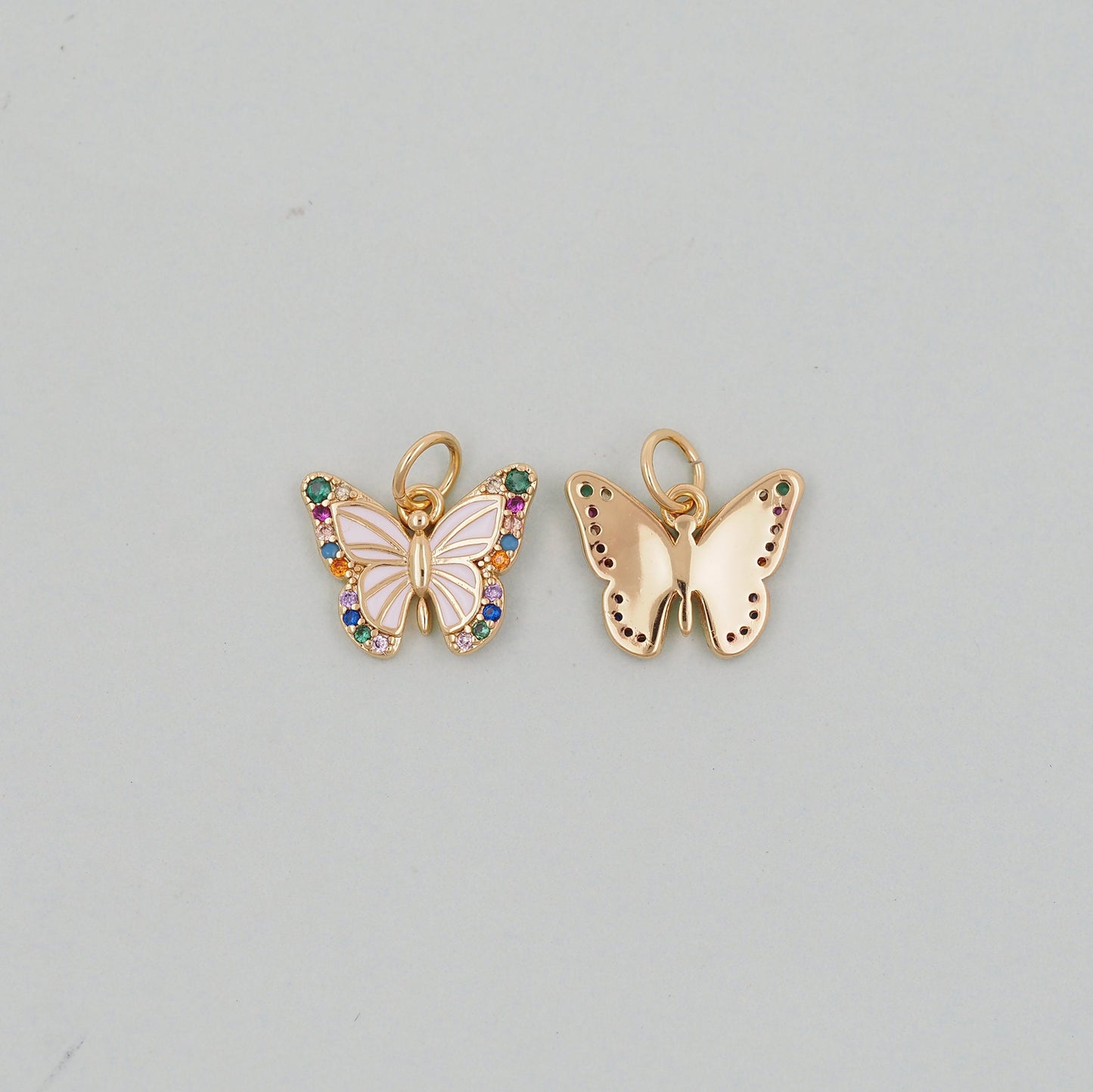 Gold Butterfly Charms,18K Gold Filled Butterfly Pendant,Enamel Butterfly Charm Bracelet Necklace for DIY Jewelry Making Supply
