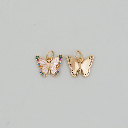 Gold Butterfly Charms,18K Gold Filled Butterfly Pendant,Enamel Butterfly Charm Bracelet Necklace for DIY Jewelry Making Supply