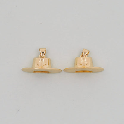 Gold Cowboy Hat Charms,18K Gold Filled Cowboy Hat Pendant Charm Bracelet Necklace for DIY Jewelry Making Supply