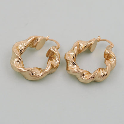 1pair 18K Gold Filled twist Hoops Earrings,Gold Earrings,Dainty Hoops Huggie,Gold Huggies Hoop Earrings