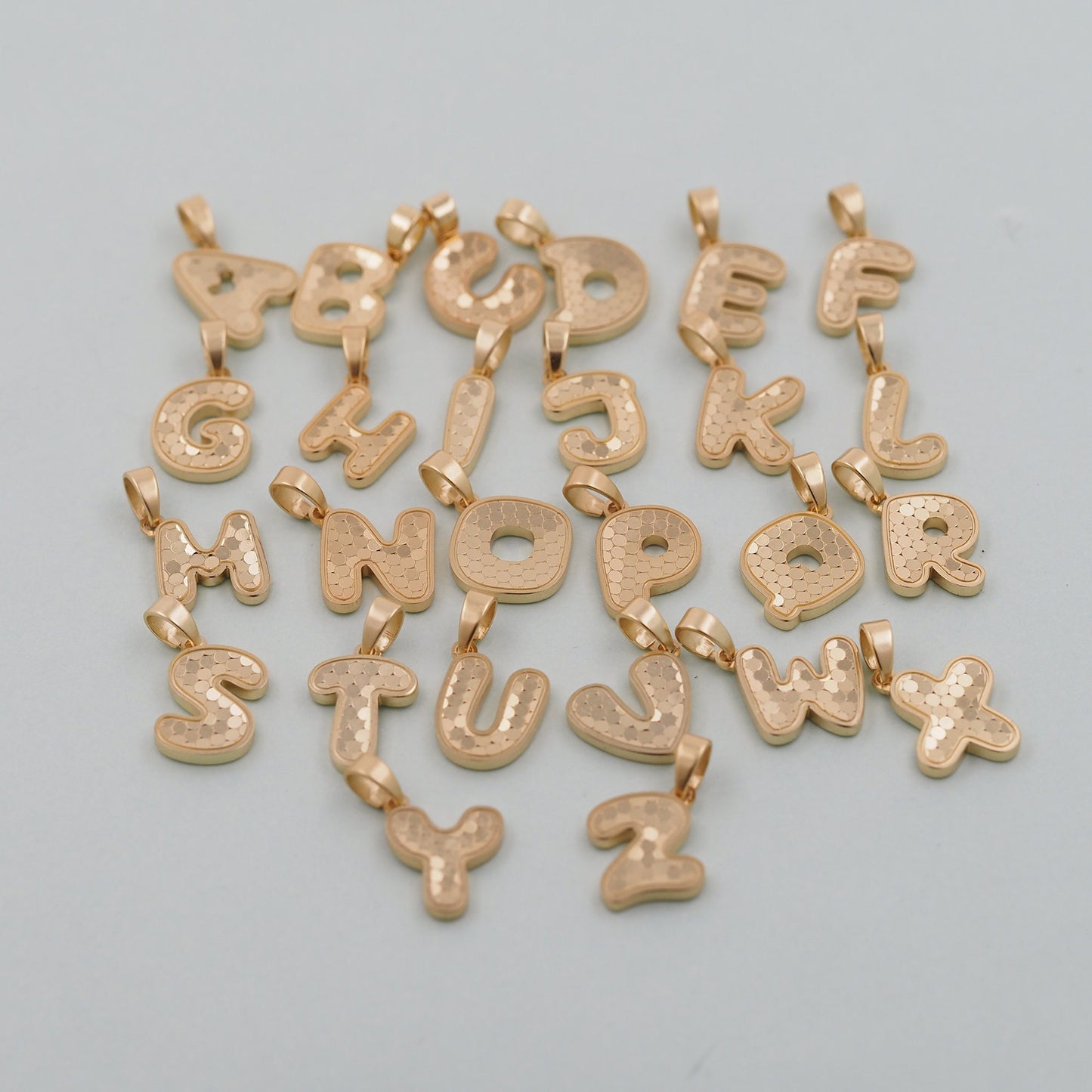 Gold letter Charms,18K Gold Filled letter Pendant,Stainless steel initial Charm Bracelet Necklace for DIY Jewelry Making Supply