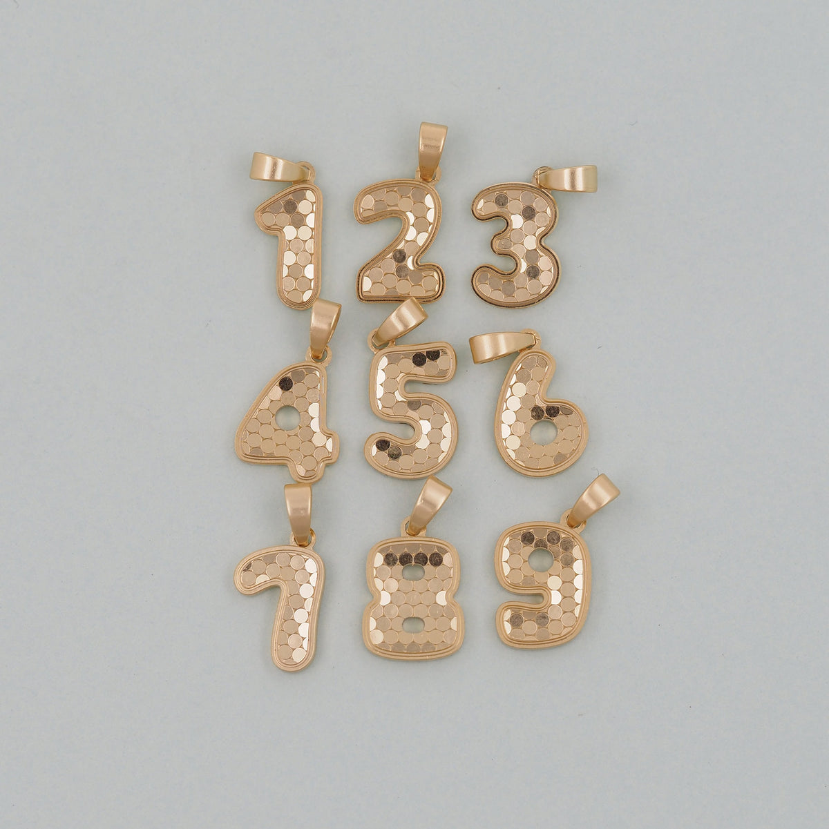 Gold number Charms,18K Gold Filled number Pendant,Stainless steel initial Charm Bracelet Necklace for DIY Jewelry Making Supp