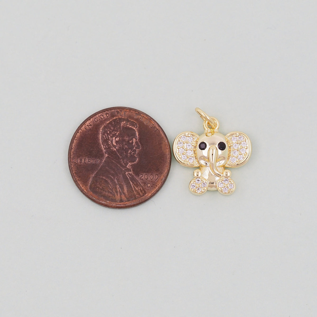 Gold Tiny Elephant Charms,18K Gold Filled CZ Elephant Pendant,Elephant Charm Bracelet Necklace for DIY Jewelry Making Supply
