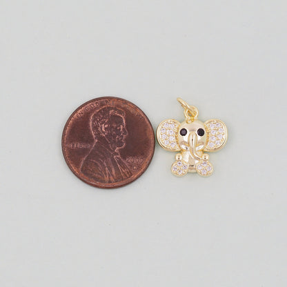 Gold Tiny Elephant Charms,18K Gold Filled CZ Elephant Pendant,Elephant Charm Bracelet Necklace for DIY Jewelry Making Supply