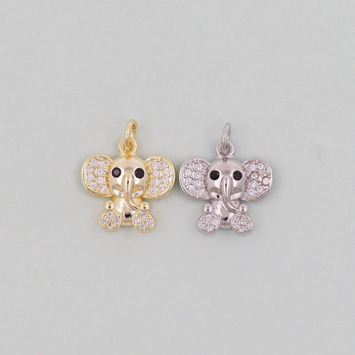 Gold Tiny Elephant Charms,18K Gold Filled CZ Elephant Pendant,Elephant Charm Bracelet Necklace for DIY Jewelry Making Supply