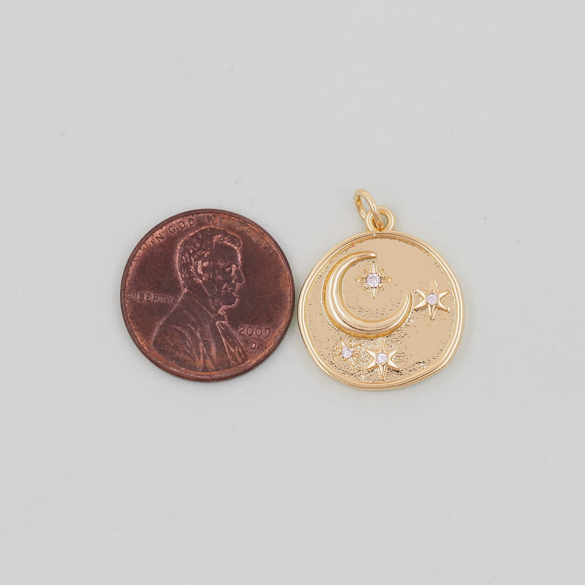 Gold Moon Charms,18K Gold Filled Moon Pendant,CZ Micro Pave Star Charm Bracelet Necklace for DIY Jewelry Making Supply