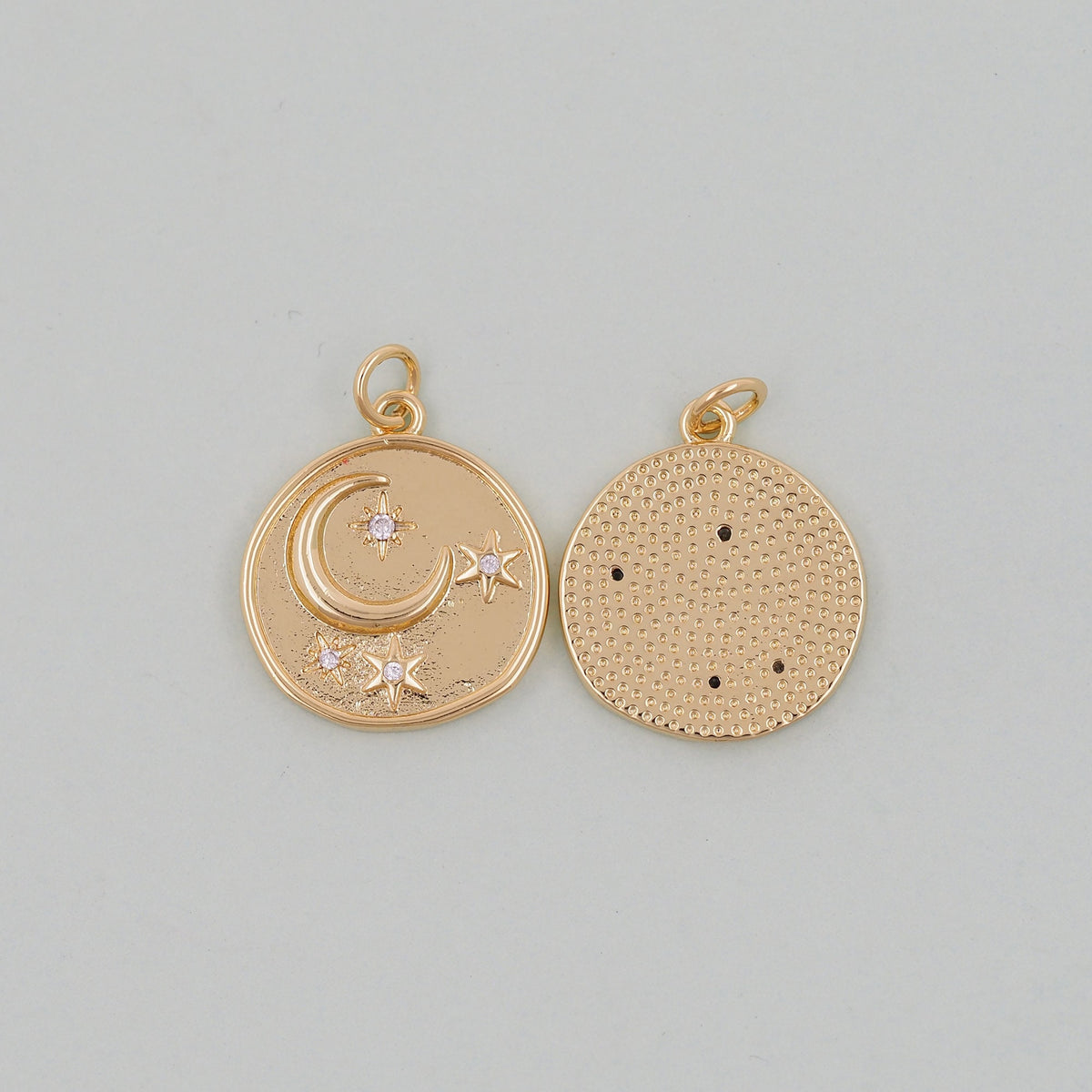 Gold Moon Charms,18K Gold Filled Moon Pendant,CZ Micro Pave Star Charm Bracelet Necklace for DIY Jewelry Making Supply