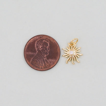 Gold Sun Charms,18K Gold Filled Sun Pendant,celestial  Charm Bracelet Necklace for DIY Jewelry Making Supply