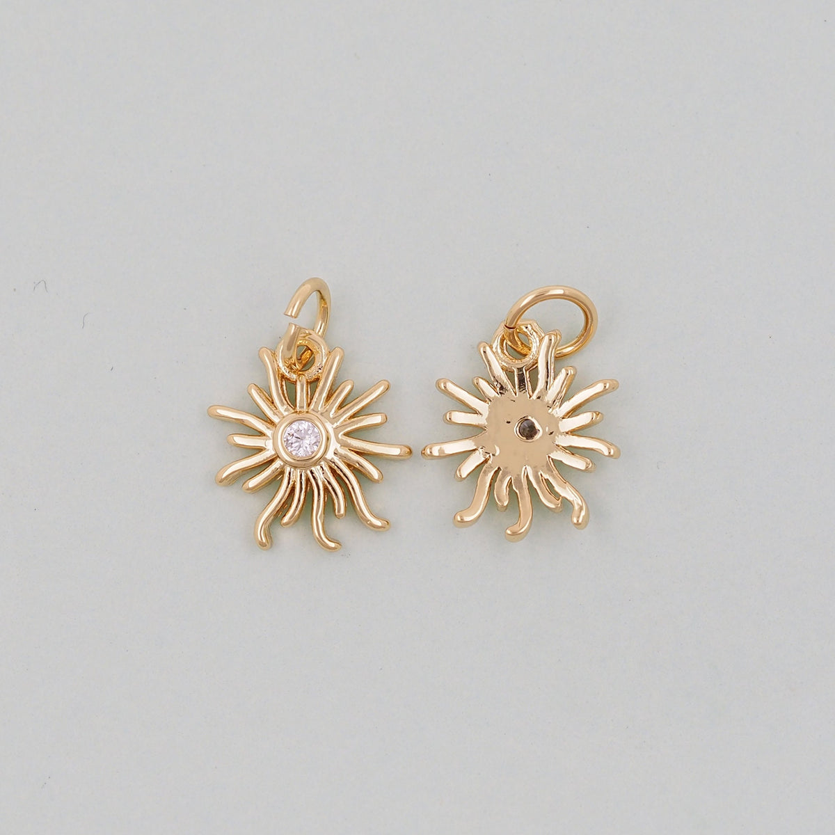 Gold Sun Charms,18K Gold Filled Sun Pendant,celestial  Charm Bracelet Necklace for DIY Jewelry Making Supply