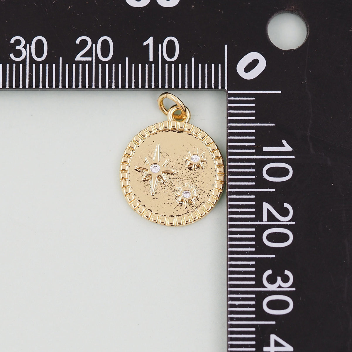 Gold Star Charms,18K Gold Filled Starburst Pendant,CZ North Star Charm Bracelet Necklace for DIY Jewelry Making Supply