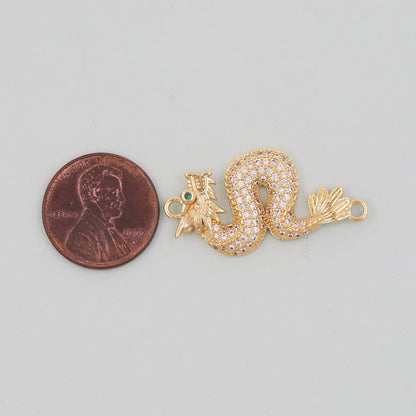 Gold Dragon Charm,18K Gold Filled Dragon Pendant,Silver dragon Charm Bracelet Necklace for DIY Jewelry Making Supply