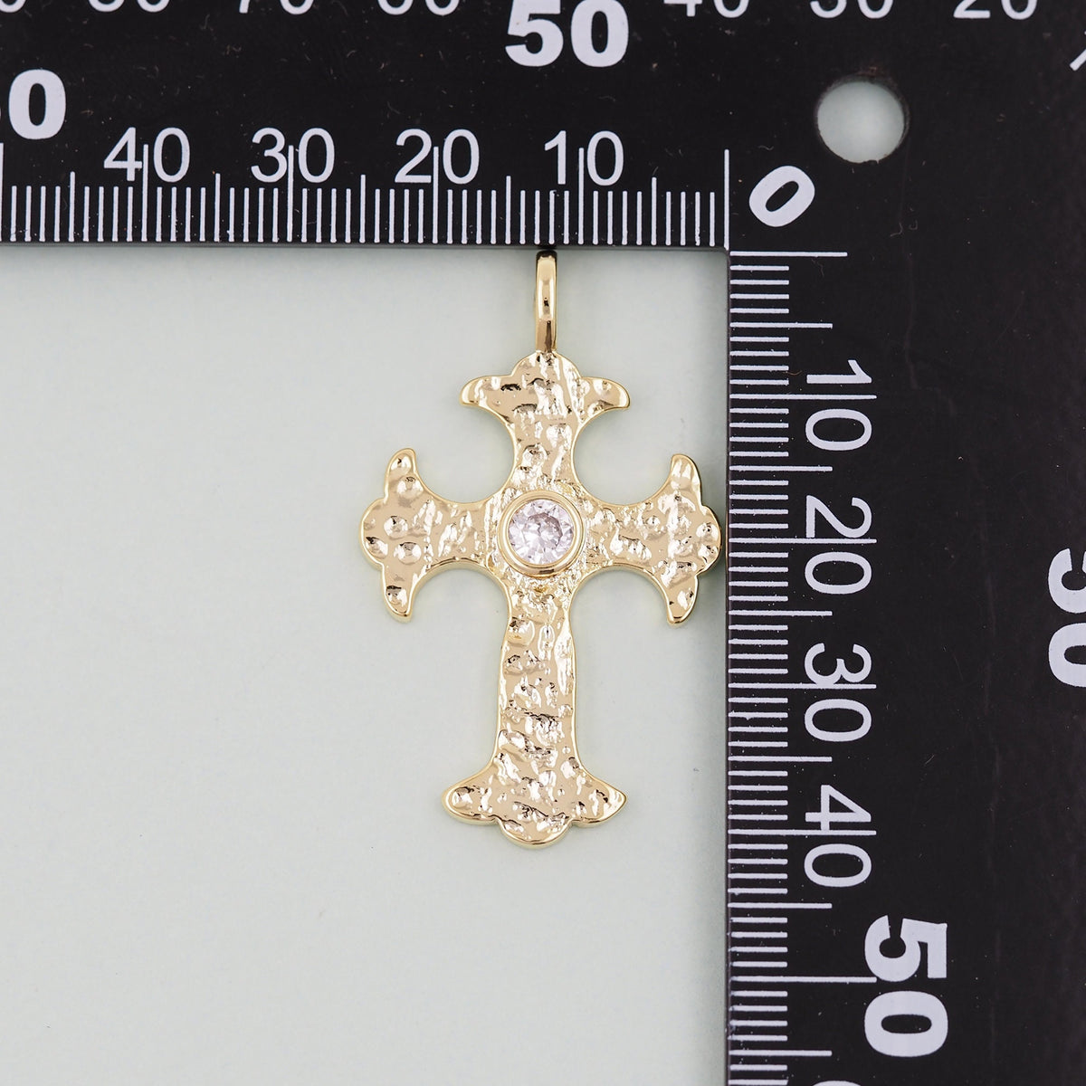 18K Gold Filled Cross CZ Charm Pendant for Jewelry Making