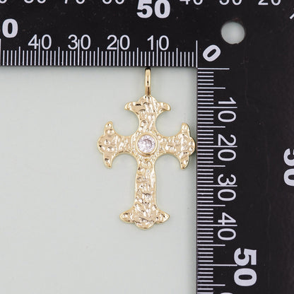 18K Gold Filled Cross CZ Charm Pendant for Jewelry Making