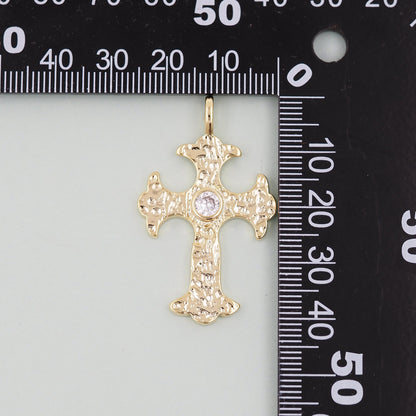 Gold Cross Charms,18K Gold Filled CZ Cross Pendant,Religious Charm Bracelet Necklace for DIY Jewelry Making Supply