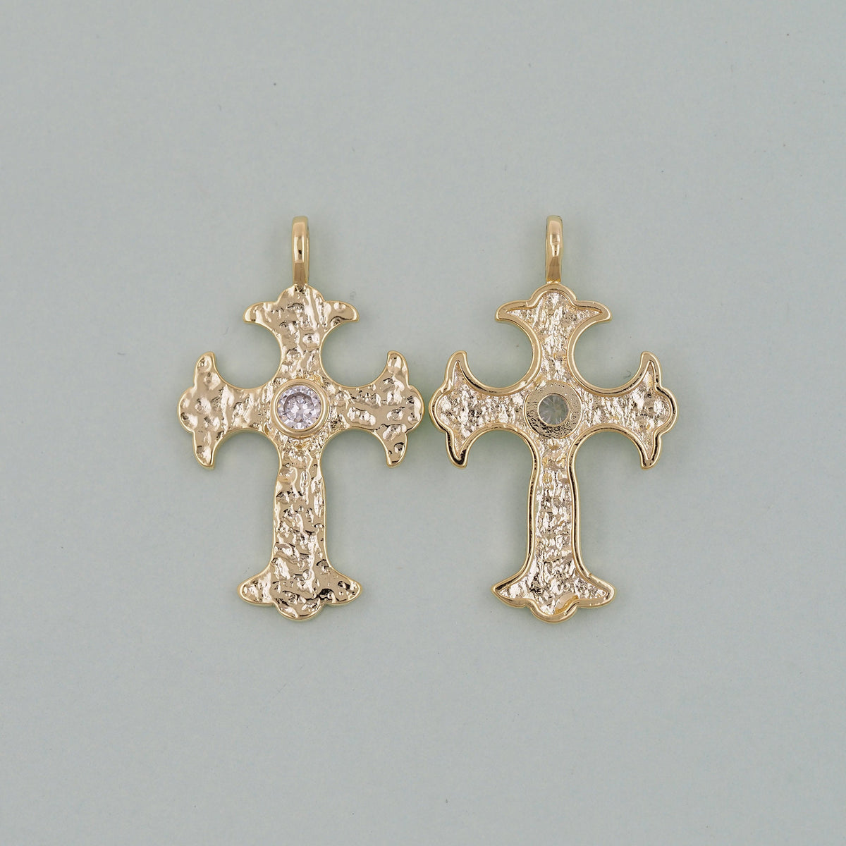 18K Gold Filled Cross CZ Charm Pendant for Jewelry Making