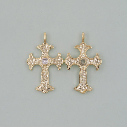 18K Gold Filled Cross CZ Charm Pendant for Jewelry Making