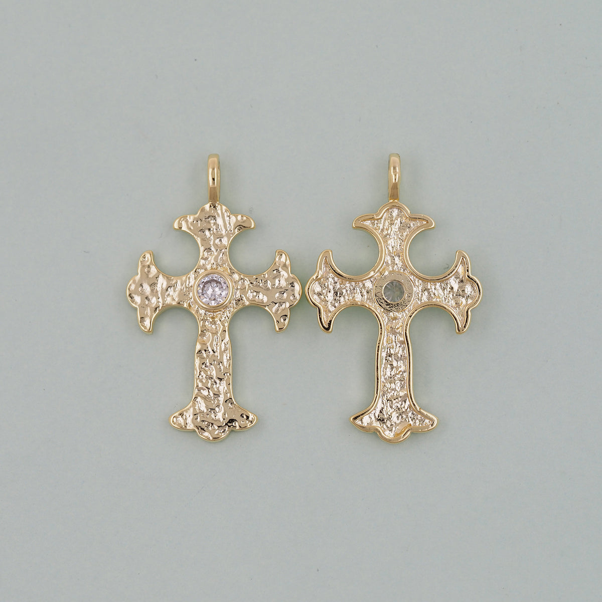 Gold Cross Charms,18K Gold Filled CZ Cross Pendant,Religious Charm Bracelet Necklace for DIY Jewelry Making Supply