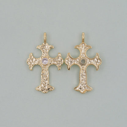 Gold Cross Charms,18K Gold Filled CZ Cross Pendant,Religious Charm Bracelet Necklace for DIY Jewelry Making Supply