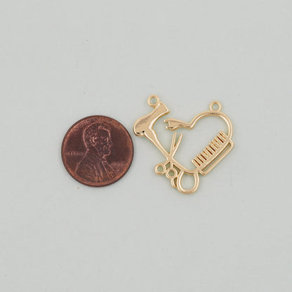 Gold Scissors Charms,18K Gold Filled ScissorsPendant,comb Charm Bracelet Necklace for DIY Jewelry Making Supply