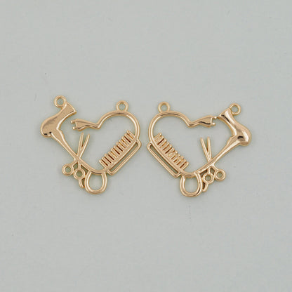 Gold Scissors Charms,18K Gold Filled ScissorsPendant,comb Charm Bracelet Necklace for DIY Jewelry Making Supply