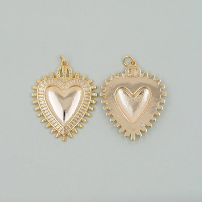 Gold sacred Heart Charms,18K Gold Filled flame sacred heart Pendant,Religious Charm Bracelet Necklace for DIY Jewelry Making 