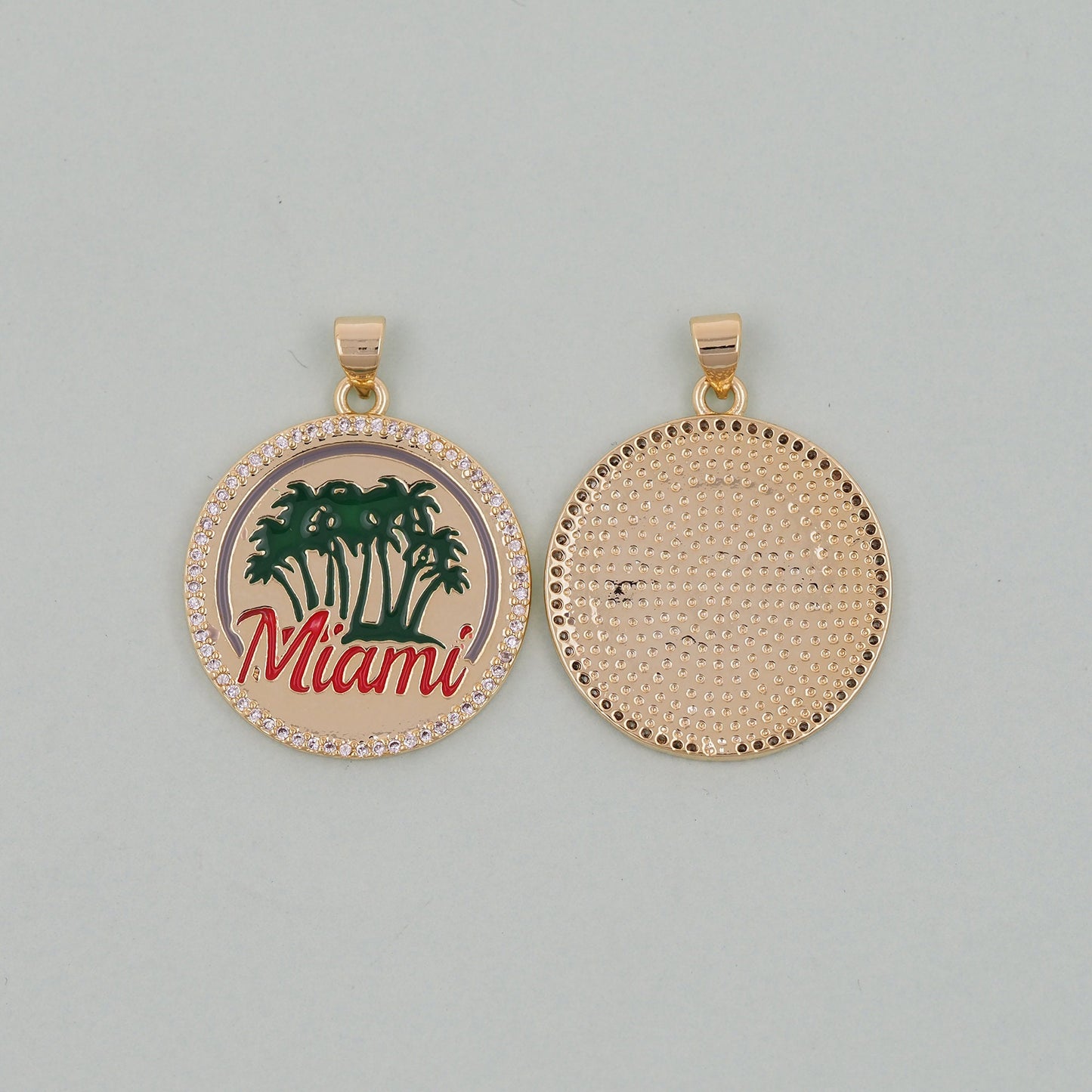 Gold Miami Charms,18K Gold Filled flame Miami Pendant Bracelet Necklace for DIY Jewelry Making Supply