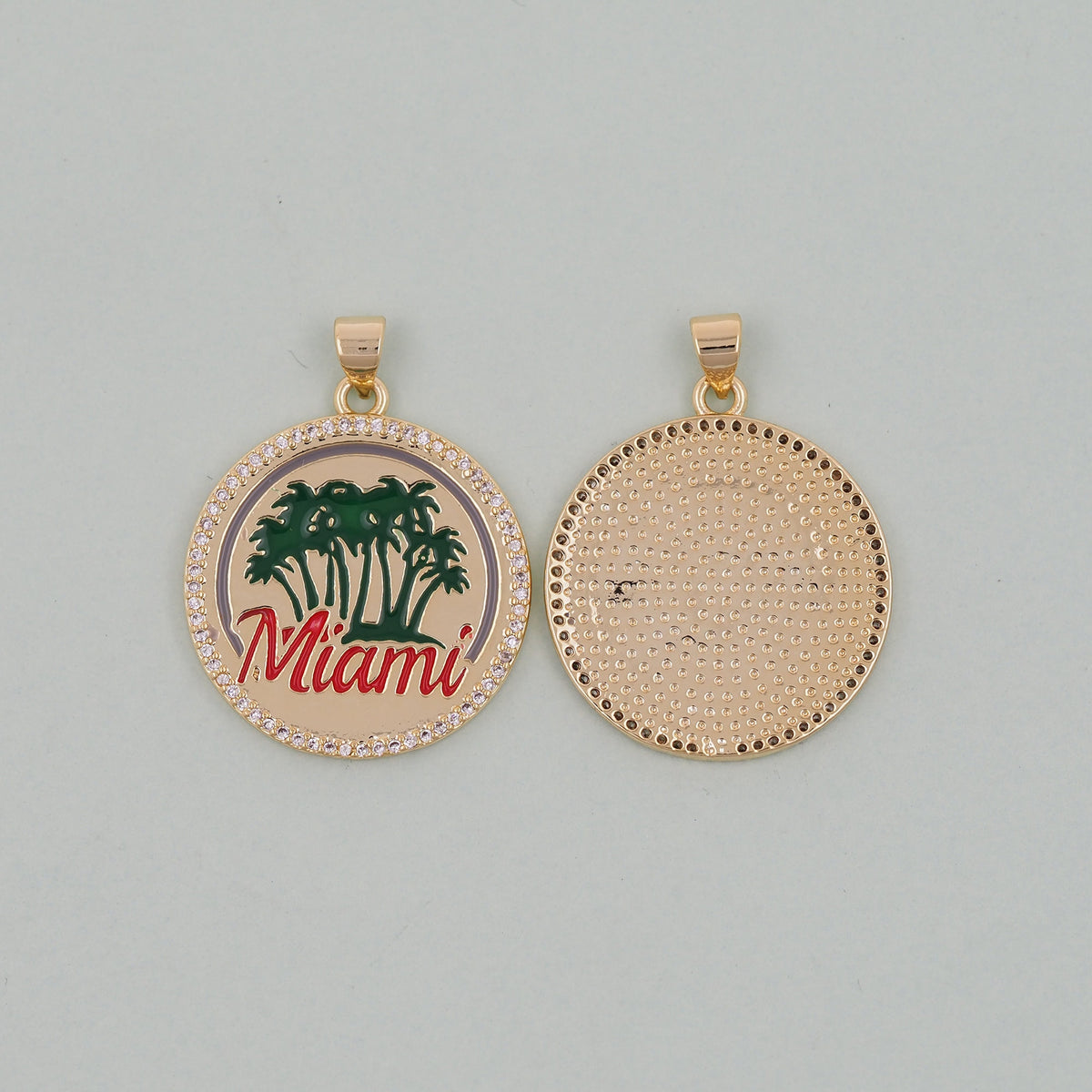 Gold Miami Charms,18K Gold Filled flame Miami Pendant Bracelet Necklace for DIY Jewelry Making Supply