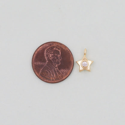 Gold Star Charms,18K Gold Filled CZ Micro Pave Star Pendant,Star Charm Bracelet Necklace for DIY Jewelry Making Supply