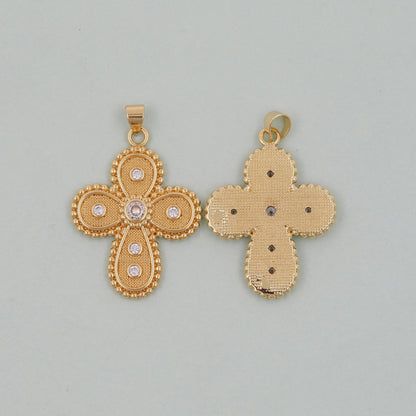 Gold Cross Charms,18K Gold Filled Cross Pendant,Cross Charm Bracelet Necklace for DIY Jewelry Making Supply
