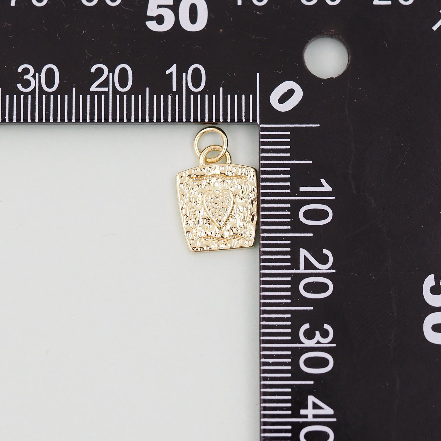 Gold Round Heart Charms,18K Gold Filled Heart Pendant,geometry Heart Charm Bracelet Necklace for DIY Jewelry Making Supply