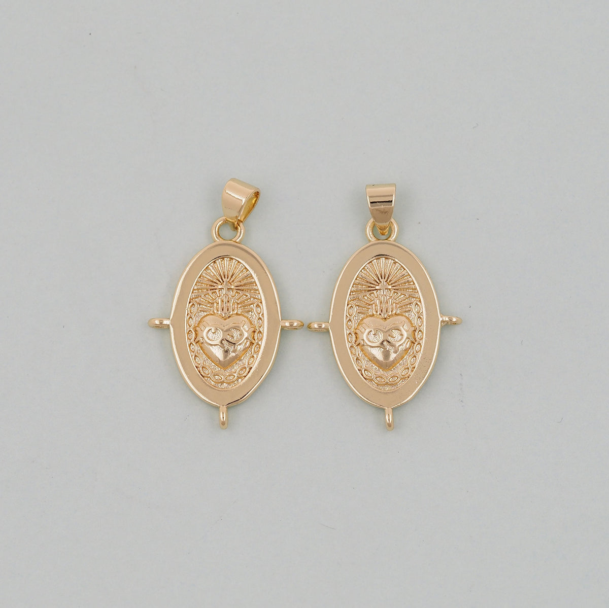 Gold sacred Heart Charms,18K Gold Filled flame sacred heart Pendant,Religious Charm Bracelet Necklace for DIY Jewelry Making 