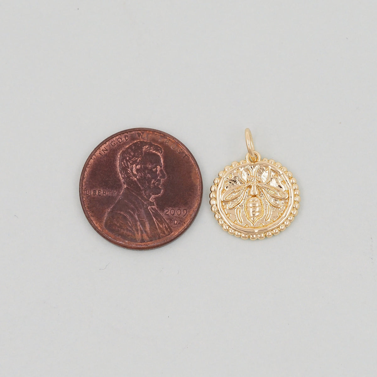 Gold Bee Charms,18K Gold Filled Coin Bee Pendant,Bee Charm Bracelet Necklace for DIY Jewelry Making Supply