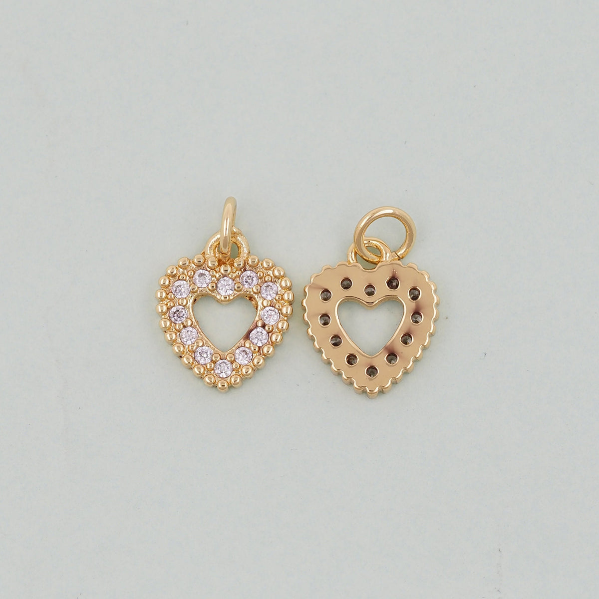 Gold Heart Charms,18K Gold Filled Heart Pendant,Heart Charm Bracelet Necklace for DIY Jewelry Making Supply