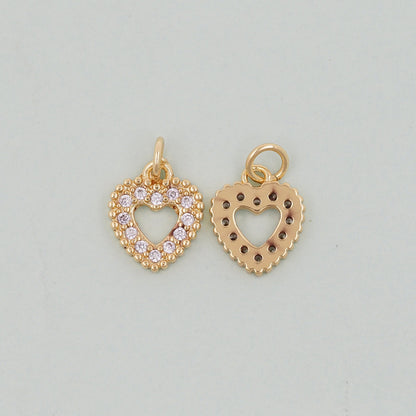 Gold Heart Charms,18K Gold Filled Heart Pendant,Heart Charm Bracelet Necklace for DIY Jewelry Making Supply