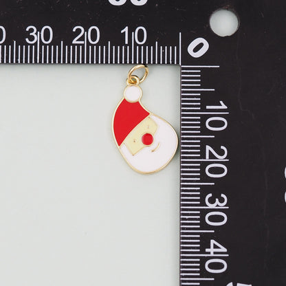 Gold ChristmasCharms,18K Gold Filled Christmas Santa Claus Pendant Charm Bracelet Necklace for DIY Jewelry Making Supply