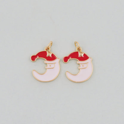 Gold ChristmasCharms,18K Gold Filled Christmas Santa Claus Pendant Charm Bracelet Necklace for DIY Jewelry Making Supply