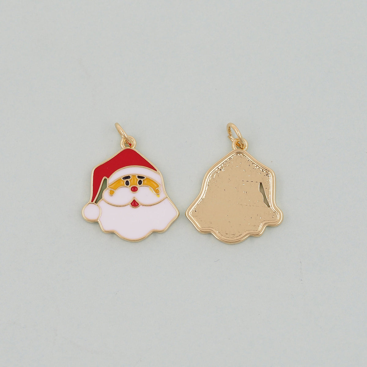 Gold ChristmasCharms,18K Gold Filled Christmas Santa Claus Pendant Charm Bracelet Necklace for DIY Jewelry Making Supply