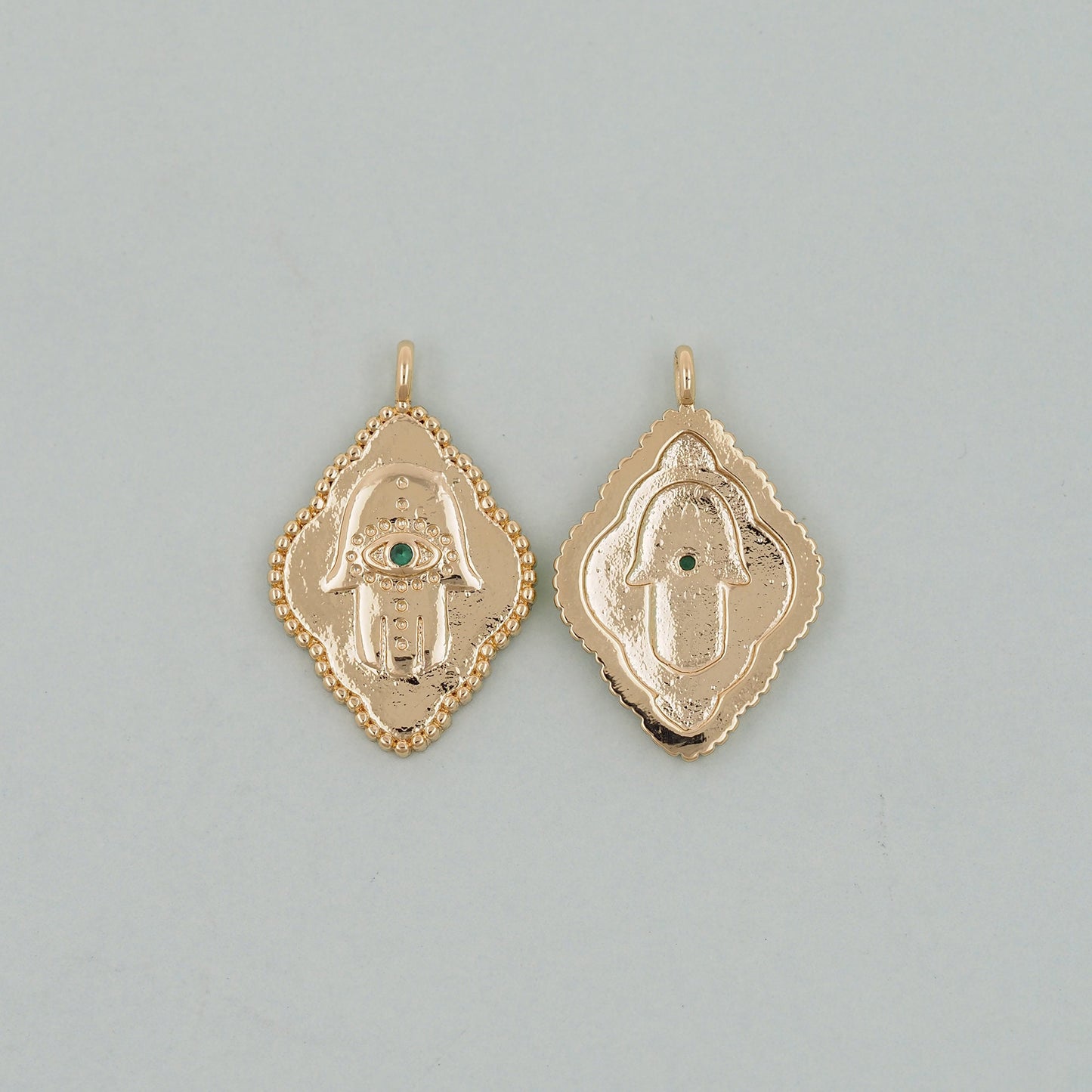 18K Gold Filled Hamsa Beads Pendant,CZ Hand Hamsa Charms Bracelet Necklace for DIY Jewelry Making Supply