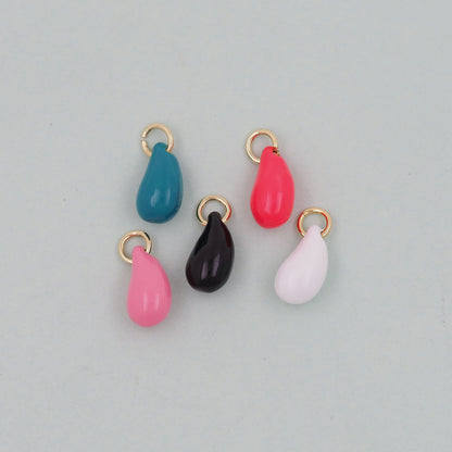 18K Gold Filled Enamel Teardrop Charm Pendant for Jewelry Making