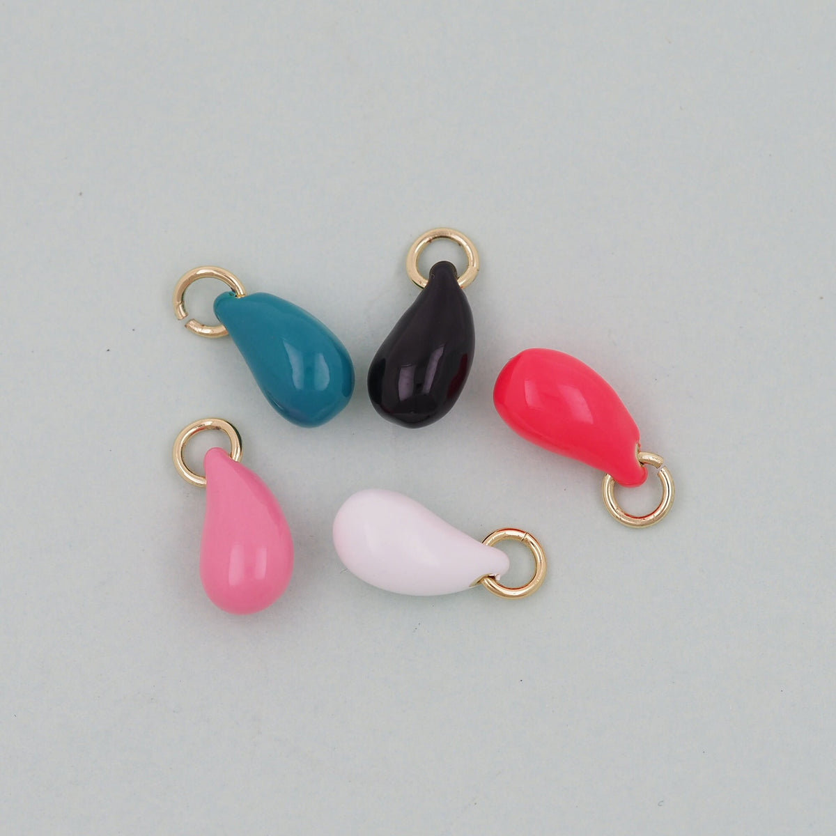 18K Gold Filled Enamel Teardrop Charm Pendant for Jewelry Making