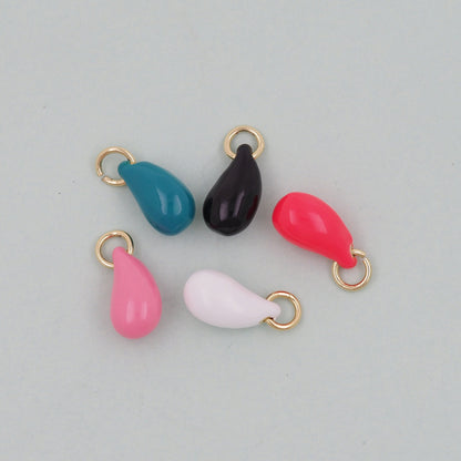 18K Gold Filled Enamel Teardrop Charm Pendant for Jewelry Making